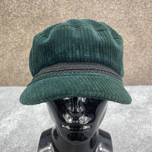 TOPSHOP FOREST GREEN CORDUROY BAKERS HAT BERET CAP PUFFY Y2K - Picture 2 of 7
